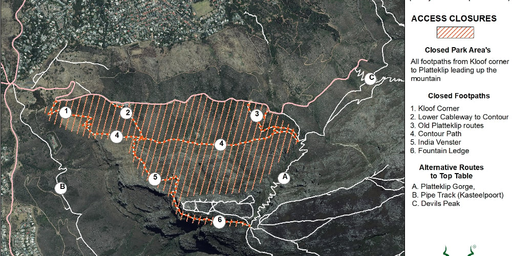 Table Mountain Hiking Map